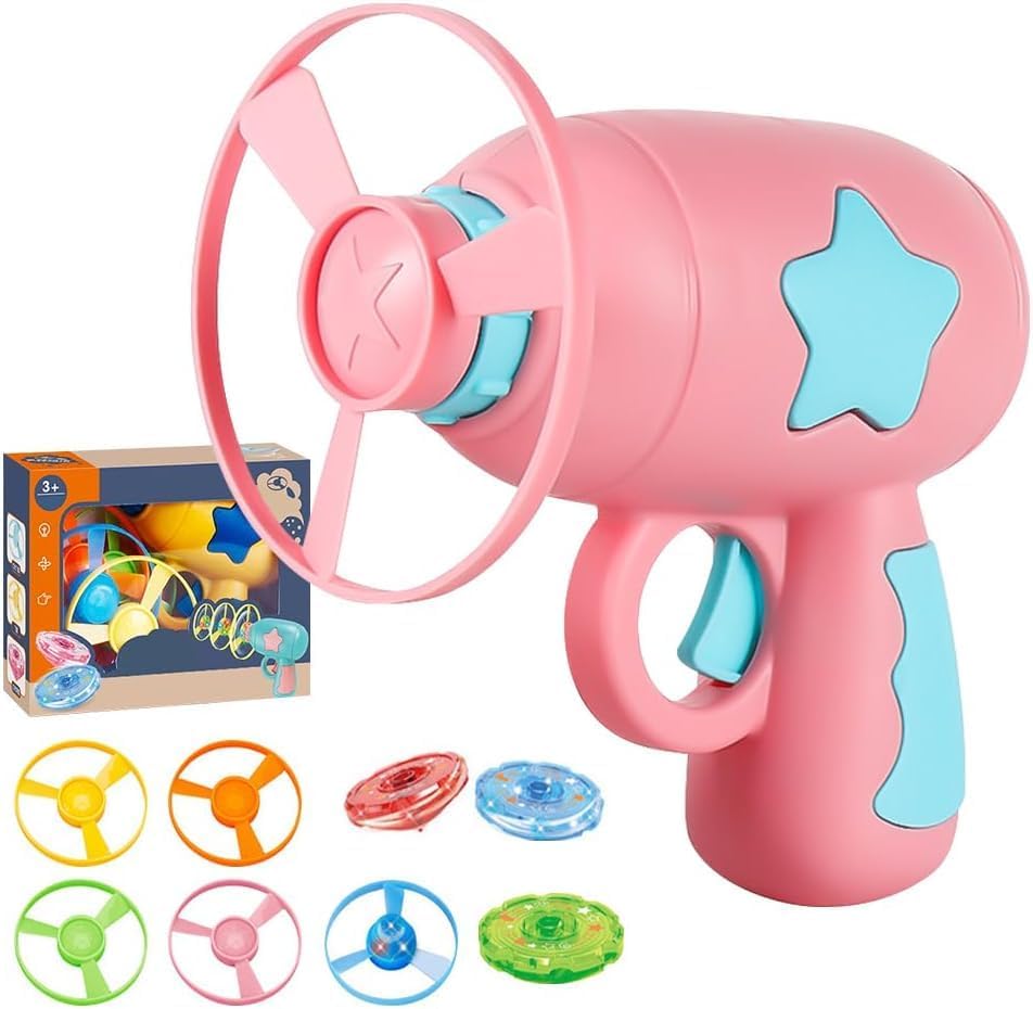 Cat Fetch Toy, 2026 Interactive Light-Up Flying Disc Launcher & Fetch Toy for Cats, Cat Toy Propeller Launcher for Training & Hunting (B)