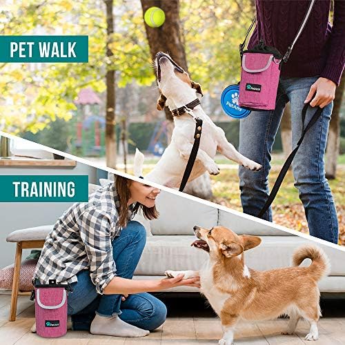 PetAmi Dog Treat Pouch, Large Hands-Free Training Bag, Pink