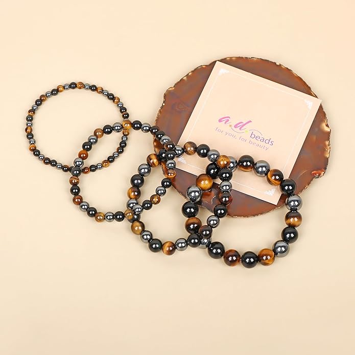 AD Beads Handmade Gemstone Stretch Elastic Bracelet Crystal Healing Reiki Nature's Beauty and Spiritual Essence Unisex