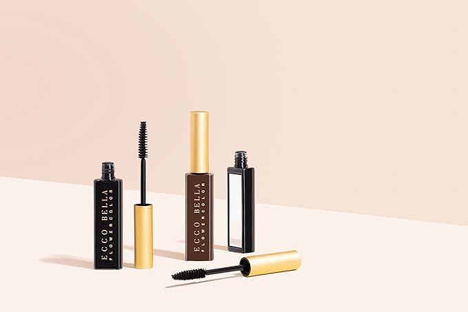 Ecco Bella FlowerColor Organic Mascara – Ideal for Sensitive Eyes – All Natural, Vegan & Waterproof – Clean Brown Mascara, Long-Lasting, Smudge-Free & Gluten-Free for Beautiful Lashes