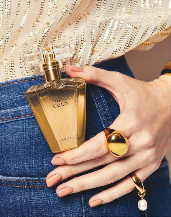 AVON Rare Gold Eau de Parfum for Women – Long Lasting Ylang-Ylang & Golden Amber Floral women perfume with Mandarin Zest – Elegant Signature Fragrance & Timeless Gift Idea, 1.7 fl oz