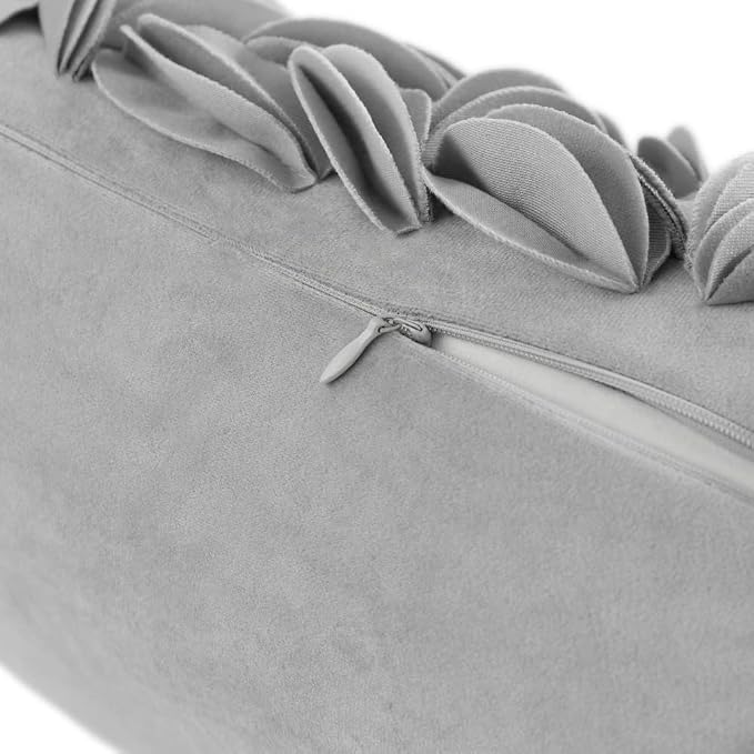 KINGROSE 3D Handmade Accent Pillow Cover Personalized Throw Pillow Cases Decorative Cushion Covers Home Decor for Girls Women Bedroom Couch Chair 12 x 20 Inches Light Grey | Personalized Pillowcase, Soft Solid Decorative Cushion Cover, For Home Girls W...