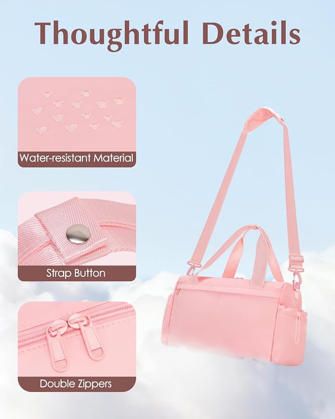 Small Gym Bag, Mini Gym Bag for Women with Yoga Mat Holder and Wet Compartment, Cute Small Yoga Mat Bag with Water Bottle Pocket for Workout Dance, Pink
