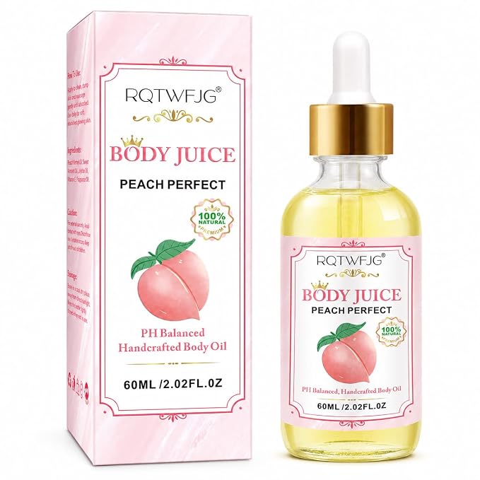 Peach Body Oil, 2.02 Fl Oz, Lightweight Body Moisturizer Oil with Dropper, Peach Scented Skin Care Oil for Dry-Feeling Skin, Massage and Daily Body Care (2.02 Fl Oz (Pack of 1))