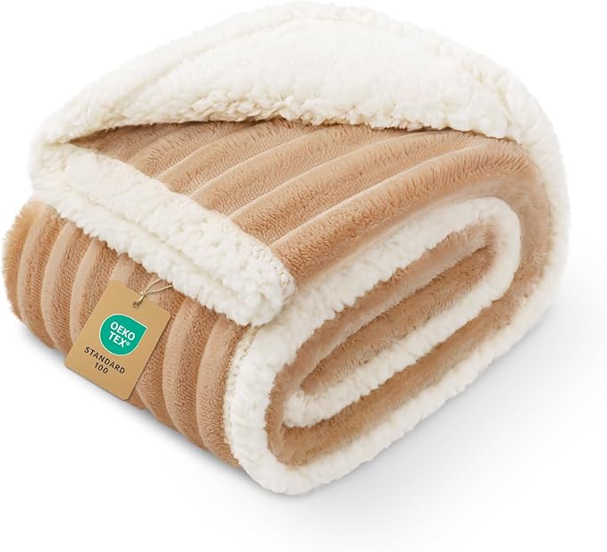 Luciphia Waterproof Dog Blanket, Washable Reversible Flannel Pet Throw | Reversible fleece cover for couch, bed, and crate; calming, and claw-resistant for dogs, cats, puppies Khaki S(40''x28'')