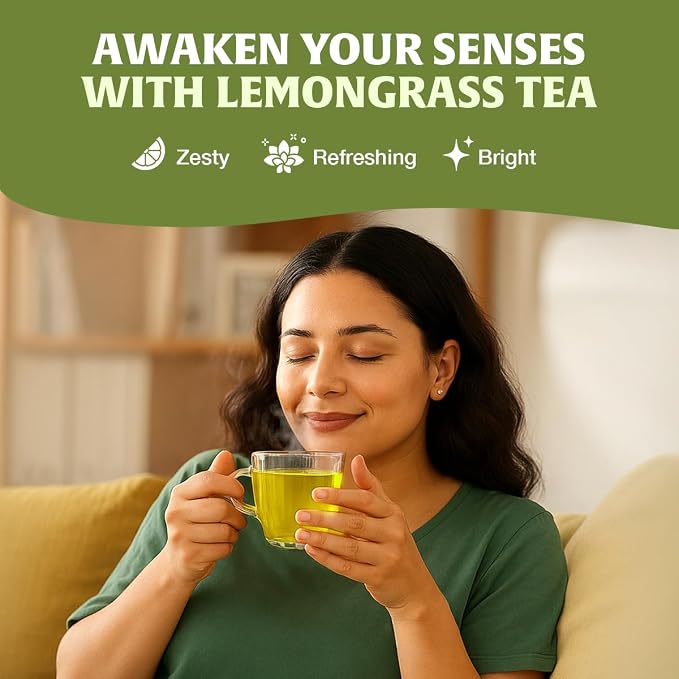HANDPICK, Lemongrass Tea Bags (100 Count) Non-GMO, Caffeine Free - Quality Lemongrass Herbal Tea- Eco-conscious Round Tea Bags | Brew Hot or Iced Tea
