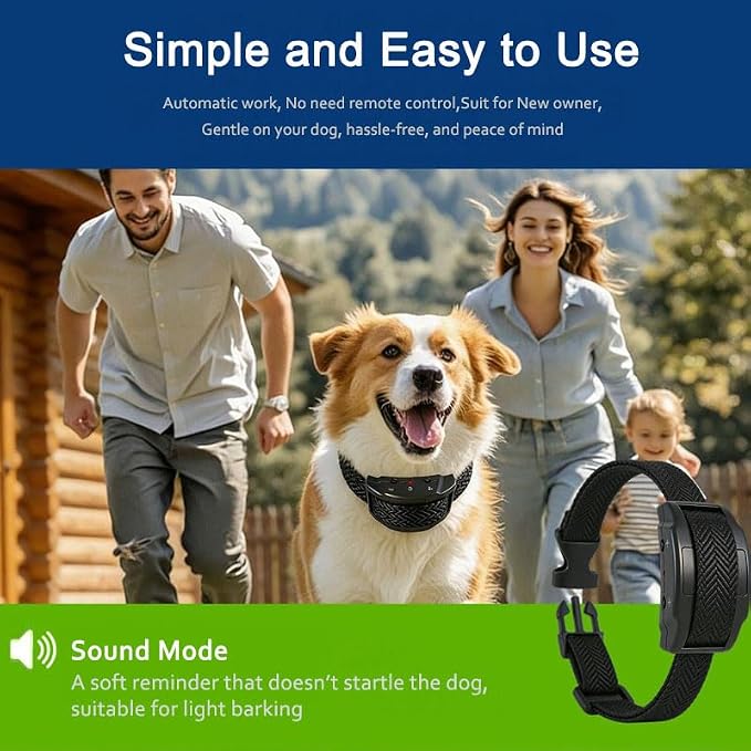 No Bark Collar for Dogs,Training clicker kit, Smart Progressive Anti Barking Collar-7 Level Adjustable Sensitivity, Automatic Dog Bark Collar, Safety Protection, Collar for Small Medium Large Dogs