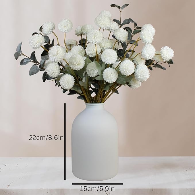 SilkSerenade Large White Matte Flower Vase for Bedroom Kitchen Living Room Table, Contemporary Farmhouse Decorative Arlo Flowers Iron Vases, Rustic Tall Earthy Wabi Sabi Modern Centerpieces Home Decor