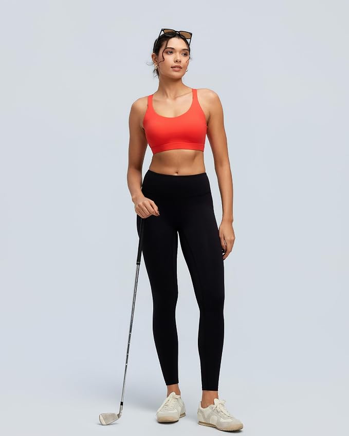 RUNNING GIRL Sports Bras for Women,Light Impact Molded Cup Strap Sports Bra with Sewn in Pads,Best for A-C Cup