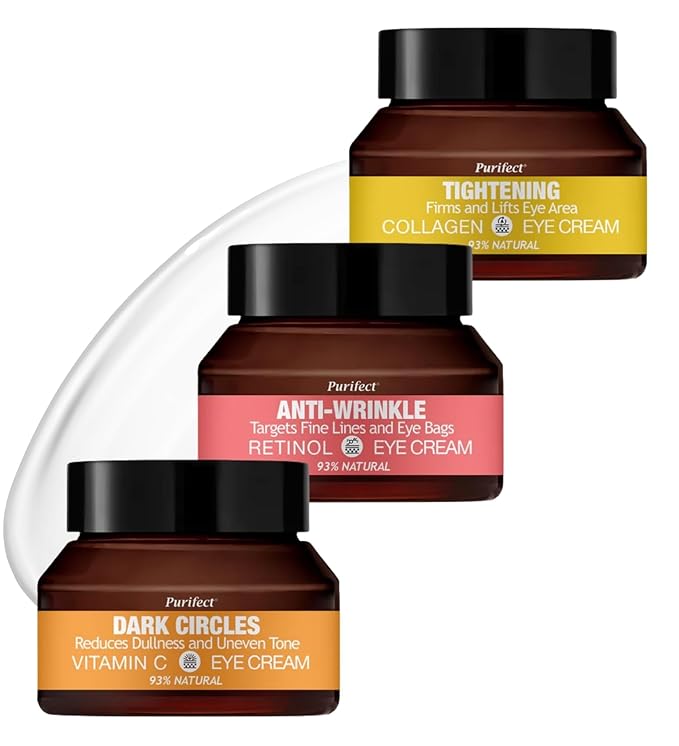Under Eye Cream Anti Aging – Purifect Anti-Wrinkle Retinol Eye Cream Bundle with Dark Circles Vitamin C & Tightening Collagen Eye-Cream 30 ml Each by Symphony Beauty – Gift Set (3 Items)