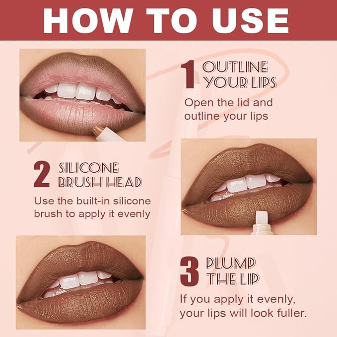 SUAKE Plump Matt Lipstick Lipliner Pencil Pack,Waterproof Crayon with Silicone Smudger for Define Contours & Sculpting Lip, Longwear Moisture Smooth Creamy Formula for Lip Makeup (05# Twist)
