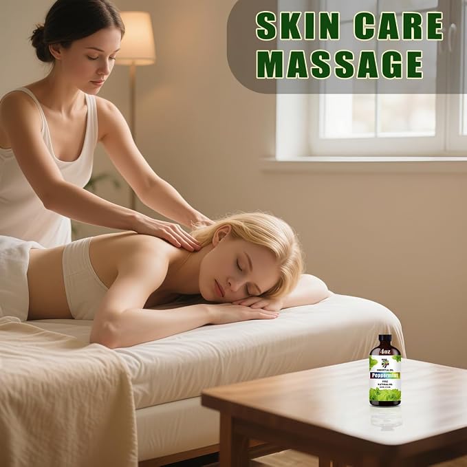 Peppermint Essential Oil 4fl oz for Diffuser DIY Candle Soap | Cleaning; Aroma; Pure; Steam Distilled; Natural; Humidifier Safe; Strong Scent; Multipurpose; Home Freshener; Gift