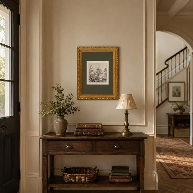 Ymsagrs Gold Frame Vintage Landscape Sketch Canvas Wall Art,11x9in | Neutral Botanical Picture Art,Cottagecore Wall Decor for study, living room, hallway, office or entryway.