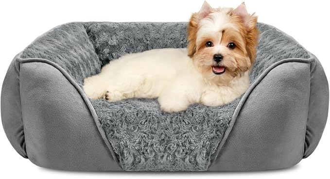 Small Dog Bed Rectangle Washable Orthopedic Soft Calming Sleeping Durable Pet Cuddler with Anti-Slip Bottom