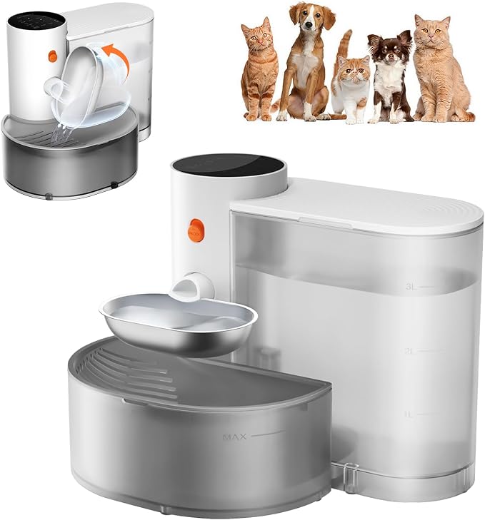 Petgravity Smart Cat Water Dispenser - Stainless Steel Water Bowl, Upgraded Self-Refill Cat Water Fountain Automatic Water Dispenser Water Feeder for Cats & Small Animals, 3.5L/118.4oz