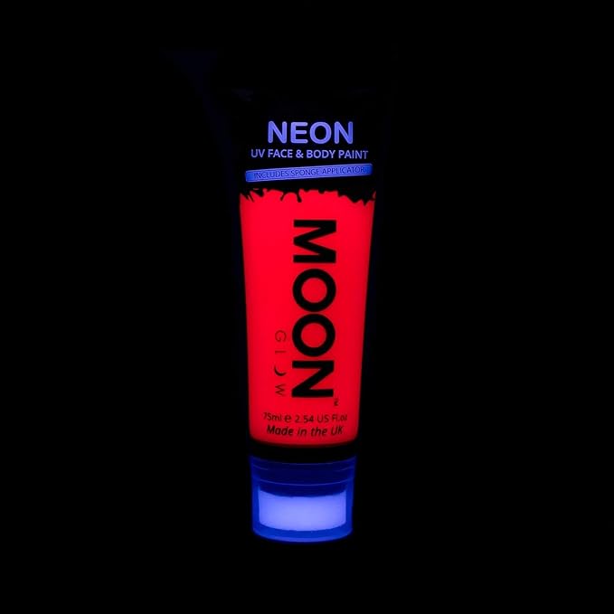 Moon Glow Supersize 2.54oz Blacklight Neon UV Face & Body Paint - Intense Red - with sponge applicator