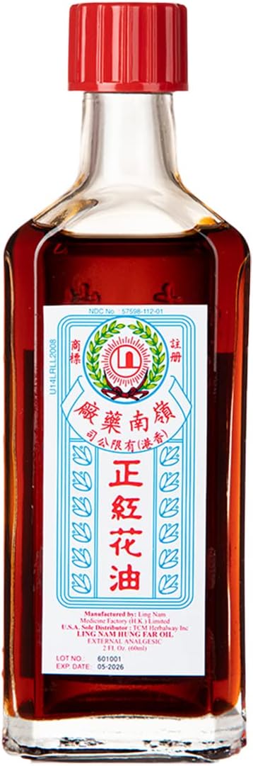 Ling Nam Hung FA Red Flower External Analgesic Oil, Simple Backache Strains Bruises Sprain, Authentic US Import 60ML (3)