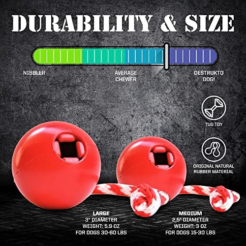 SodaPup USA-K9 Cherry Bomb – Durable Dog Tug Toy, Treat Dispenser, Chew Toy Made in USA from Non-Toxic, Pet Safe, Food Safe Natural Rubber Material for Bonding, Exercise, Training & More