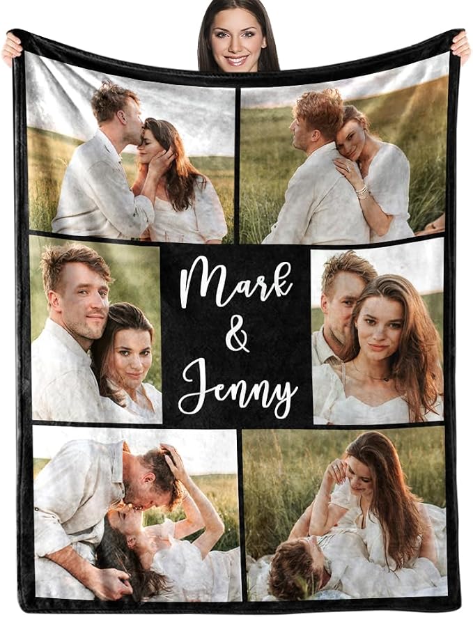 ICELIETE Custom Blanket with Picture Customized Fleece Photo Blanket for Couples Gifts Personalized Blankets and Throws Christmas Valentines Day Gifts for Boyfriend Girlfriend