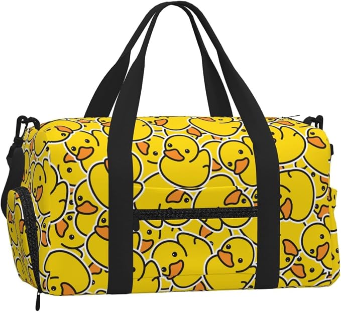 Fiokroo Sports Gym Bag Cute Rubber Ducks Travel Duffel Bag For Men Women With Shoe Compartment Water Resistant Gym Bag Carry On Duffel Bag For Weekend Traveling Yoga Gym Sports