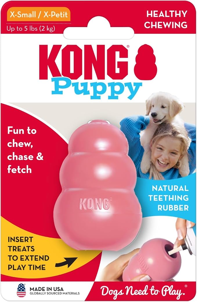 KONG Puppy, Natural Rubber Teething Chew Toy, for XS Puppies, Pink