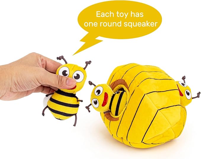 Hollypet Squeaky Hide and Seek Dog Toys for Small and Medium Dogs, Bees