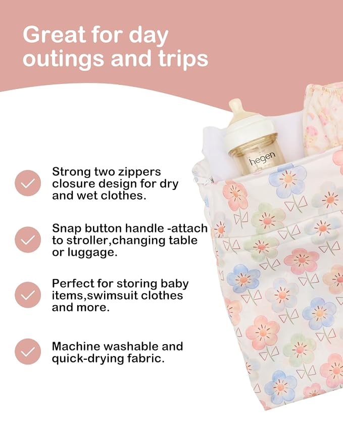 ALVA ALVABABY 3pcs Medium Cloth Diaper Wet Dry Bags Waterproof Reusable with Two Zippered Pockets Travel Beach Pool Daycare Soiled Baby Items Yoga Gym Bag for Swimsuits or Wet Clothes 3L-ZM50A