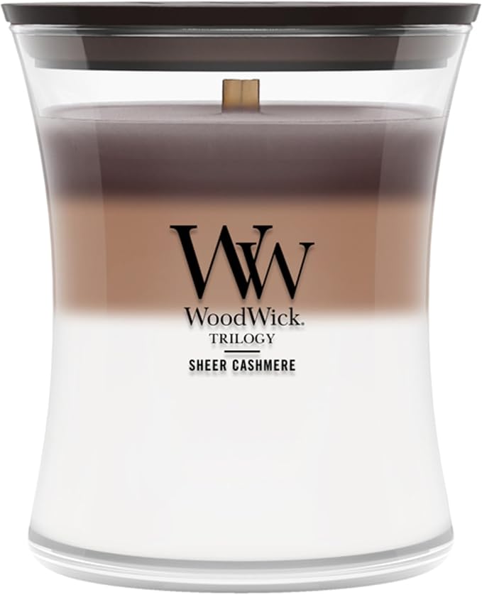 WoodWick Sheer Cashmere Medium Hourglass Trilogy Candle