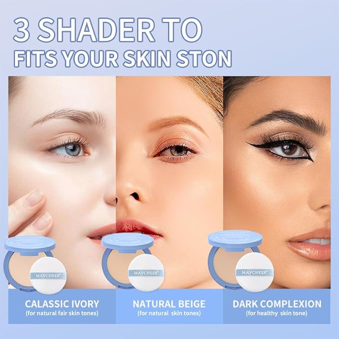 Face Powder, Setting Powder, Lasting Waterproof Oil Absorbing Pressed Powders Compact for Face (07# BROWN)