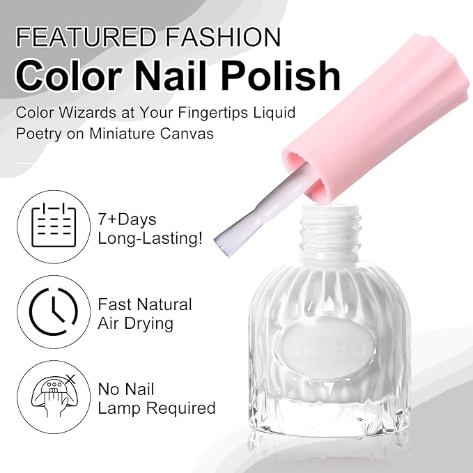 Major Dijit Quick Air Dry Nail Polish White Regular Nail Polish Non UV Gel Hema 0.34 fl oz.
