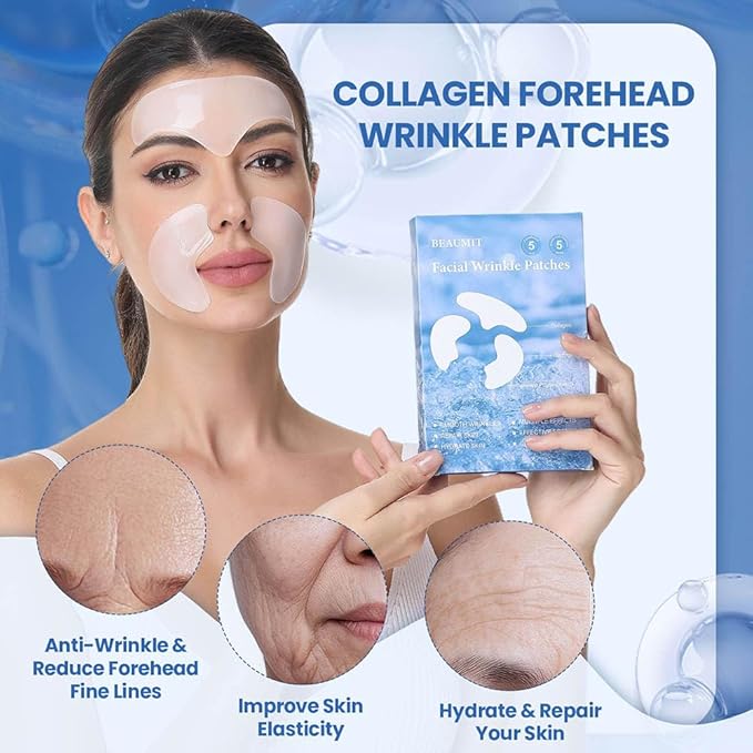 Okela Forehead Wrinkle Patches & Smile Line Patches Overnight, Hydrogel Smoothing Patches Skin Care Gifts for Fine Lines, Deep Line and Firming
