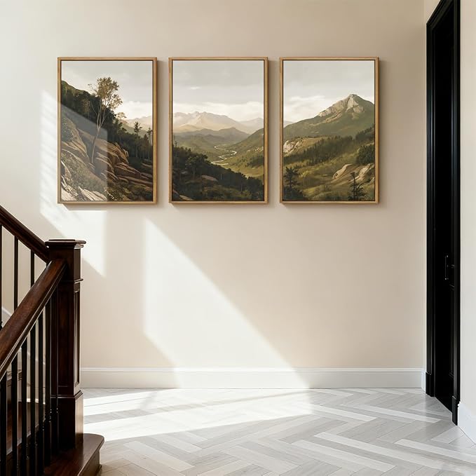 ANHUIB Mountain Wall Art Nature Mountain Ridge Wall Decor Woodland Landscape Painting 16x24 Inch for Living Room Bedroom Dining Room