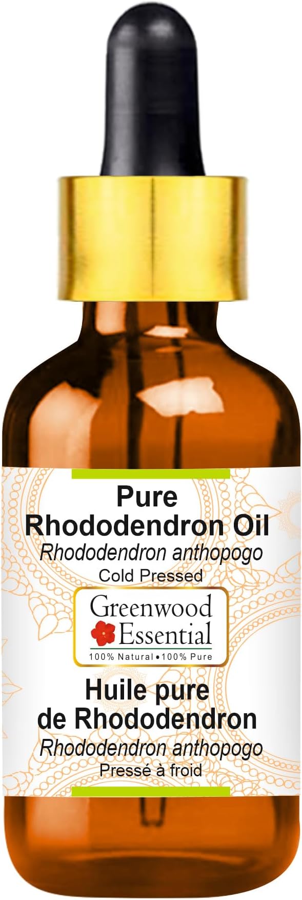 Greenwood Essential Rhododendron Oil (Rhododendron anthopogo) with Glass Dropper | Cold Pressed | Natural | Undiluted | For Diluting Essential Oils | For Skin & Massage | Men & Women | 5ml (0.16 oz)