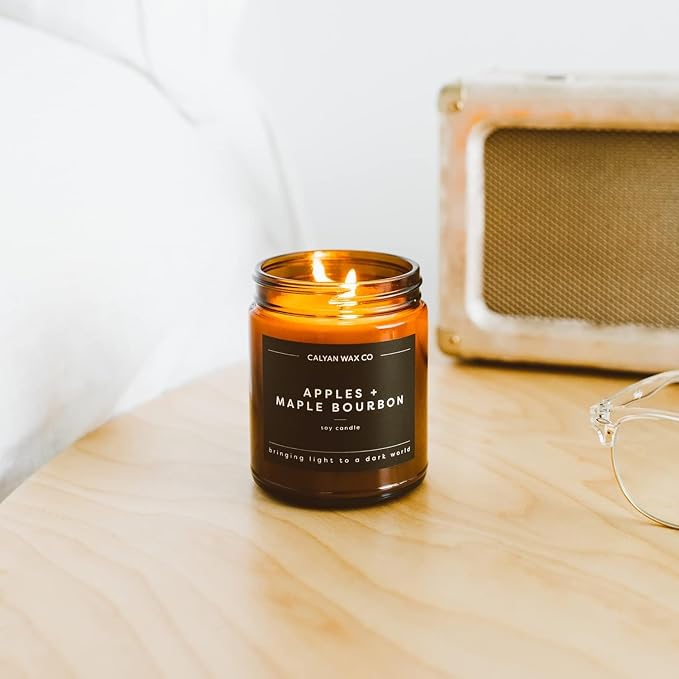 Calyan Wax Co. Rose & Peony Scented Candle - 57 Hour Burn - Luxury Clean Soy Wax Candles - Long Lasting Amber Glass Jar Candle for Home - 7.2oz