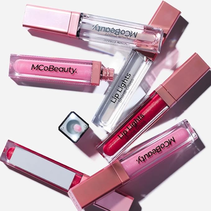 MCoBeauty - Lip Lights Shine Gloss - Marshmallow Lip Gloss - High Shine Glass-Like Finish with Built-In LED Light & Mirror - Moisturising Lightweight - Face Makeup