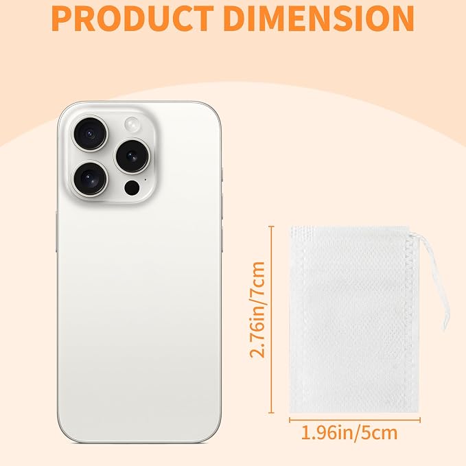 TamBee 100 Pack Disposable Tea Filter Bags Empty Muslin Drawstring Seal Filter Tea Bags Drawstring Herb Loose Tea Bag Tea Filter Pouches Empty Tea Bags (1.97"X2.76" / 5cm X 7cm)