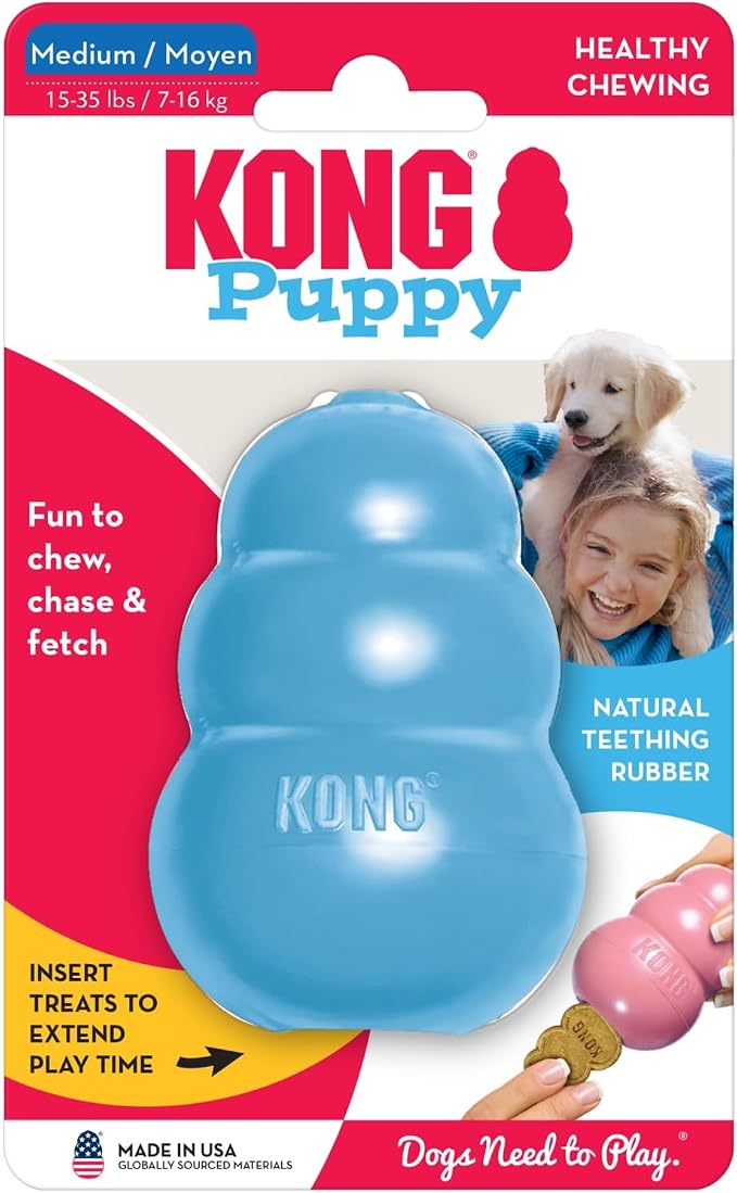 KONG Puppy, Natural Rubber Teething Chew Toy, for Medium Puppies, Blue