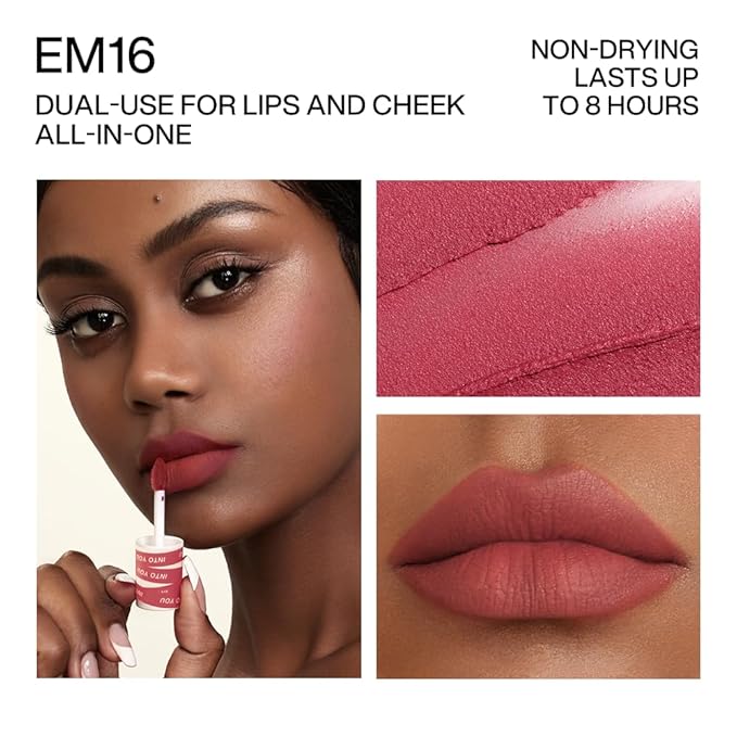 INTO YOU Matte Lipstick for Women, Matte Red Lipstick Long Lasting, Multi-Purpose for Lips and Cheek, Non-Stick Cup Not Fade Lip Stain Makeup Cosmetics Official Directly (EM16)