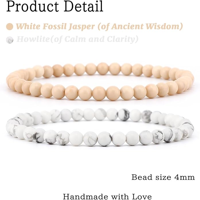 NCB 2.3-Piece 4mm Natural Crystal Gemstone Stretch Bracelets – Handmade Reiki Energy Healing Jewelry for Meditation,Yoga, Unisex