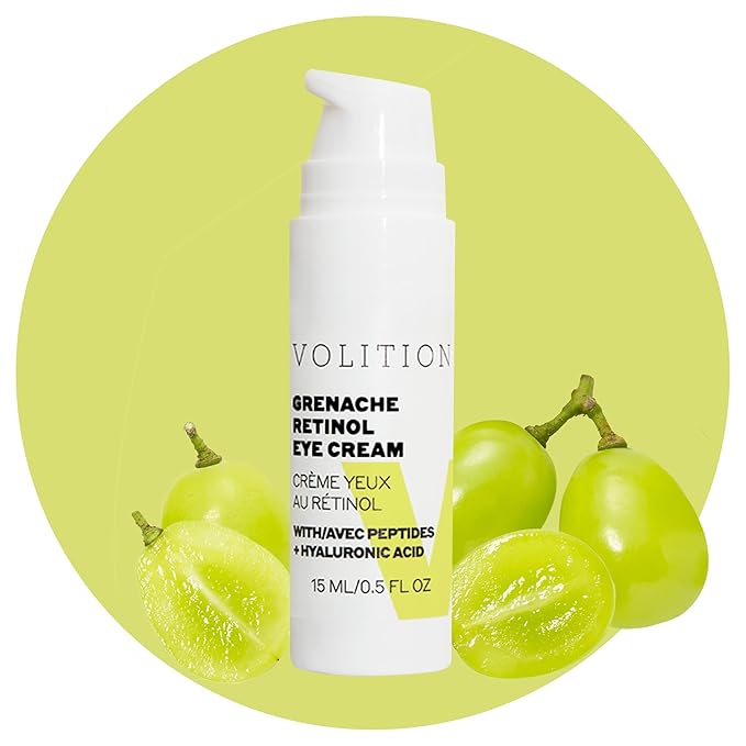 Volition Beauty Grenache Retinol Eye Cream with Peptides + Hyaluronic Acid | Gentle, Effective Formula for Crow's Feet & Firmer Undereye Area | Moisturizing Eyecare to Smooth Fine Lines & Wrinkles