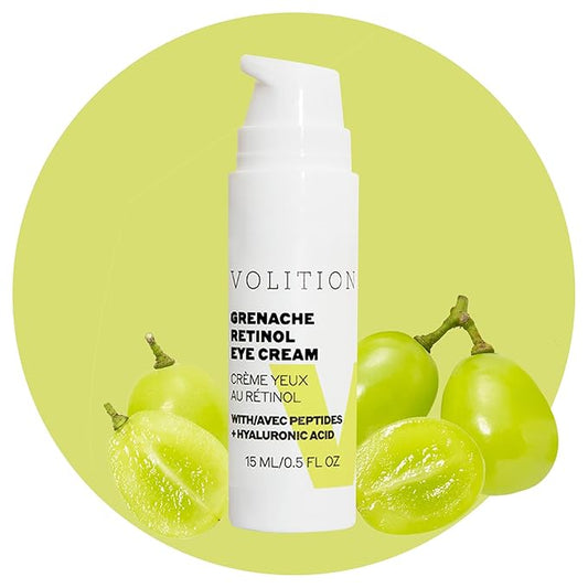 Volition Beauty Grenache Retinol Eye Cream with Peptides + Hyaluronic Acid | Gentle, Effective Formula for Crow's Feet & Firmer Undereye Area | Moisturizing Eyecare to Smooth Fine Lines & Wrinkles