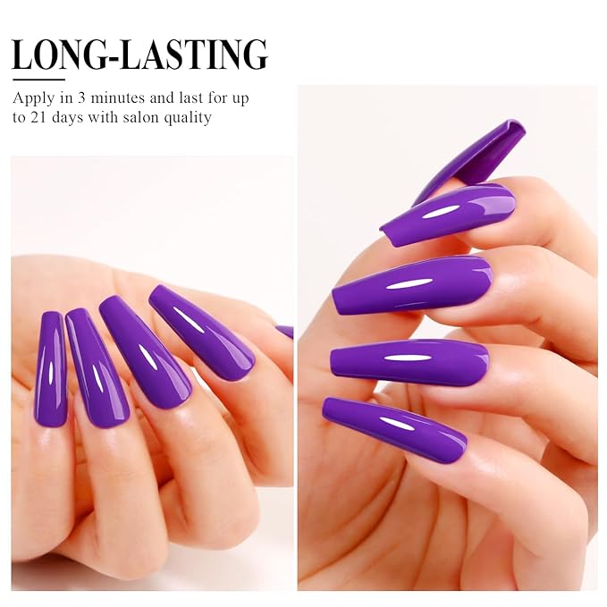 Imtiti Purple Gel Nail Polish, 0.5 Fl Oz Deep Purple Soak Off LED UV Nail Polish Spring Summer DIY Nail Art Starter Manicure Salon Kit