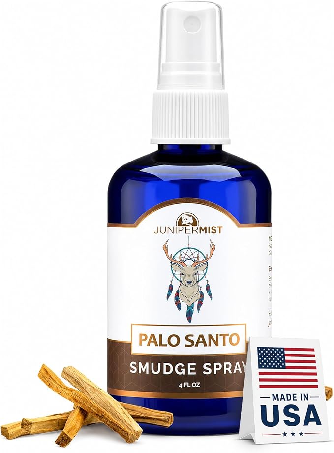 Palo Santo & Sage Smudge Spray (114ml), Palo Santo Essential Oil Spray for Cleansing Negative Energy, Spiritual Room Spray, Smokeless Smudge Spray, Aura Cleansing & Protection UK