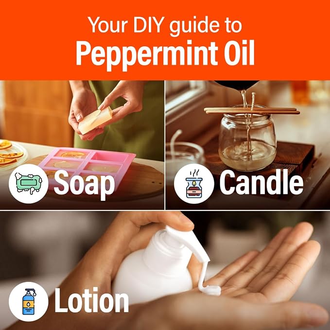 H'ana Peppermint Oil - 1.02 Fl Oz Peppermint Essential Oil for Hair, Skin, Diffuser, Aromatherapy & DIY