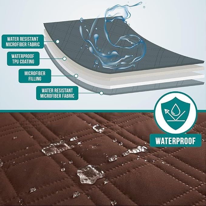 PetAmi Waterproof Couch Cover for Dog Nonslip Bed Sofa Blanket, 52x82 Brown | Leakproof Furniture Protector for Pet Cat, Machine Washable Pee Proof Mat for Chair Car Seat, Durable & Anti Slip Backing