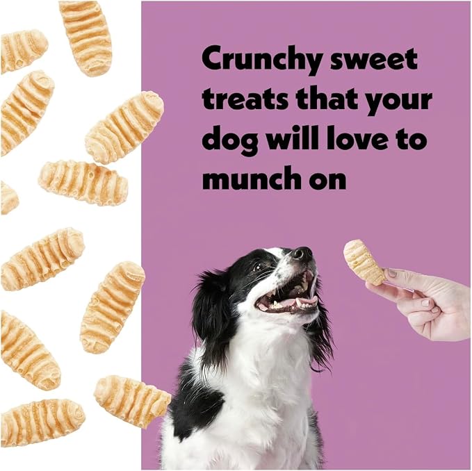 Wiggles & Wags Crinkle Cuts Sweet Potato Dog Treats, 11 oz, with Bone-Shaped Waste Bag Dispenser