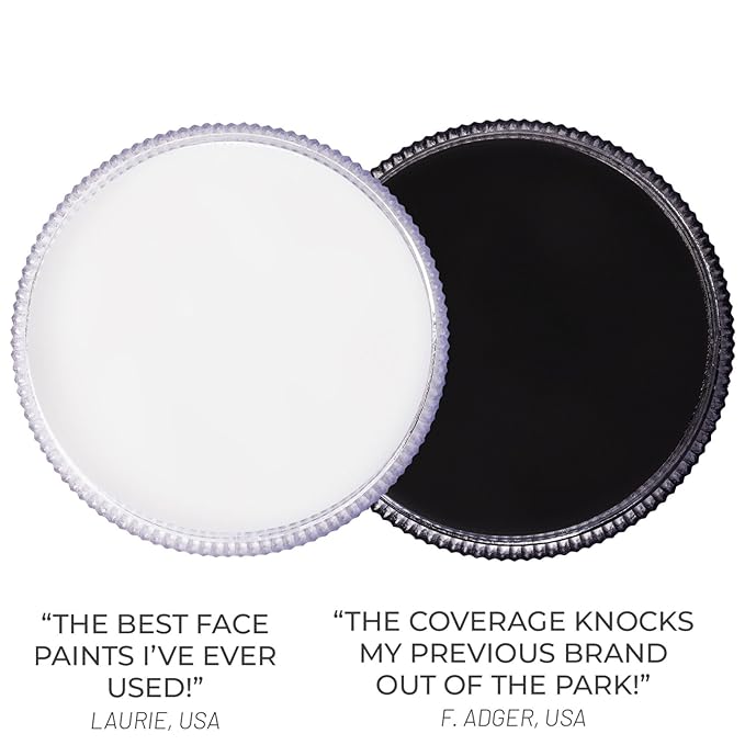 Blue Squid Face Paint Water Based Single Cake Professional Face & Body Paint - Water Activated, Kids Adults Face Painting for Costume, Halloween Makeup, Cosplay - Classic Black & White Face Paint 30g