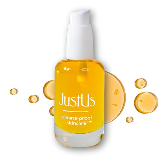 JustUs Skincare, Brilliance - Vitamin C Oil Serum for Face, reduce age spots, discoloration, and hyperpigmentation, Vitamin C with Teprenone, Borage + Tetrahexldecyl Ascorbate - 30ml / 1 oz