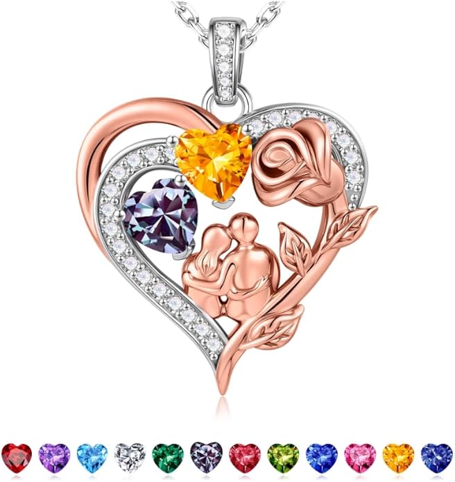 Iefil Valentines Day Gifts for Her - 925 Sterling Silver Birthstone Necklace for Women, Anniversary Birthday Gifts for Wife Girlfriend Mom