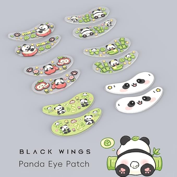 BlackWings Self Adhesive Silicone Under Eye Pads, Reusable Moisturizing Under Eye Patches for Lash Lift & Eyelash Extensions, Soft Lash Extension Tools Eye Gel Pads for Salon & Home Use(panda mix)